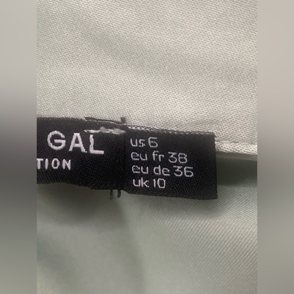 Nasty Gal Satin Ruffle Pajama Set Mint Green Button-Up Top & Shorts - Picture 9 of 11